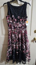 NWT Danny & Nicole Floral Dress Women's Small 6 Fit & Flare Sleeveless MSRP $74
