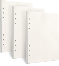 A5 6 Hole Blank Loose Leaf Refill Filler Paper, 3Pack  100GSM Thick Binder Inse