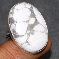 925 Silver Plated Howlite Jewellery Ring Handmade Gemstone Size Us 8 GW