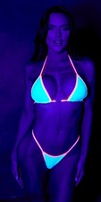 Escante Blacklight Glow Jeweled Dancewear Bikini Set