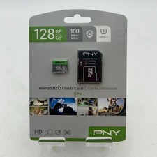 PNY Elite microSDXC Flash Card 128GB w/ SD Adapter - Up to 100MB/s - New In Box