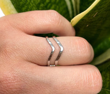 Sterling Silver Wave Ring Adjustable Open Curve Band - Minimalist Ring AF011