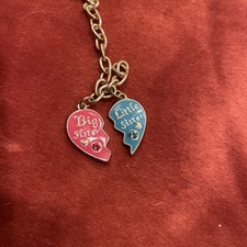 Big Little Sister Half Heart Shape Pendants With Stones