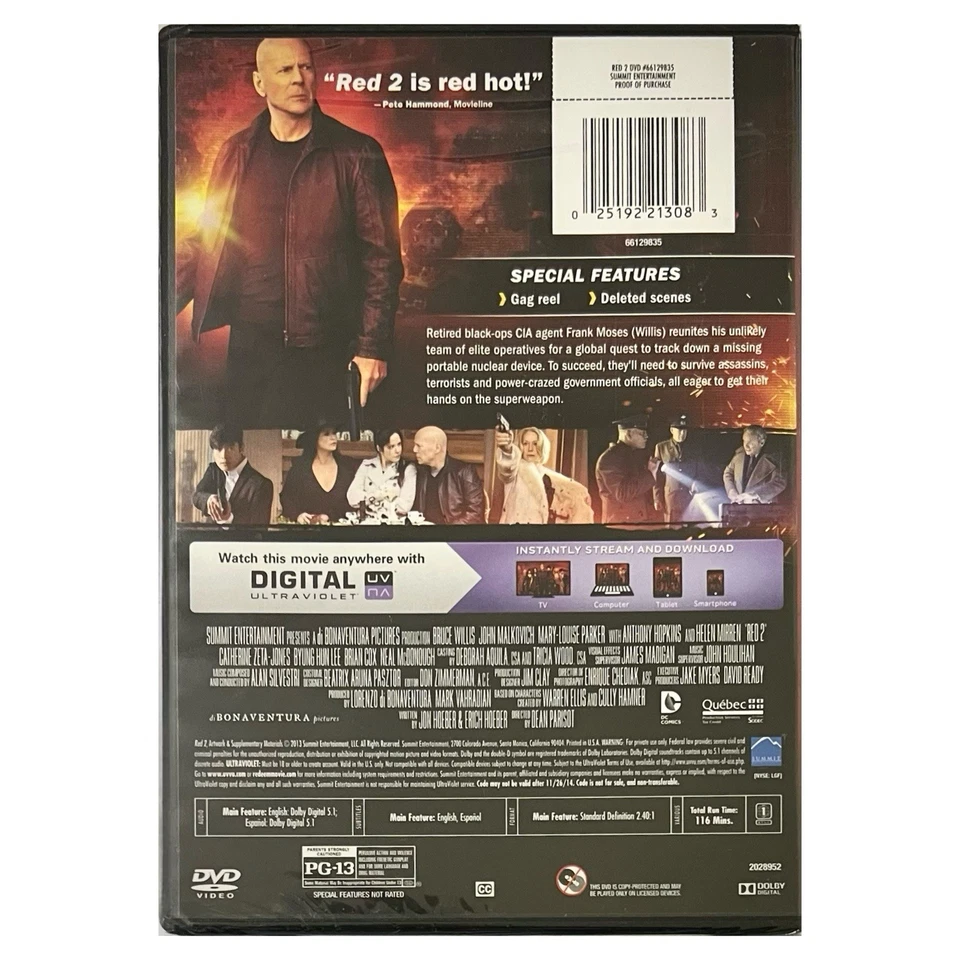 Red 2 (DVD, 2013) - NEW SEALED - Image 2 of 3