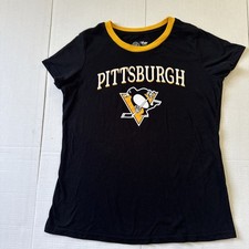 NHL Pittsburgh Penguins Black Short Sleeve T Shirt/top Women's Size Large