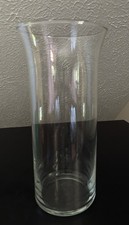 Handblown GLASS HURRICANE 9 Candle Holder PILLAR Curved Lip DISPLAY Floral