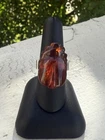 VINTAGE STERLING SILVER AMBER BUG BEETLE SCARAB HALLMARKED RING