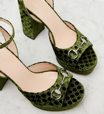 Gucci Velvet Platform Sandal with Horsebit EU 39 (US 9) | eBay