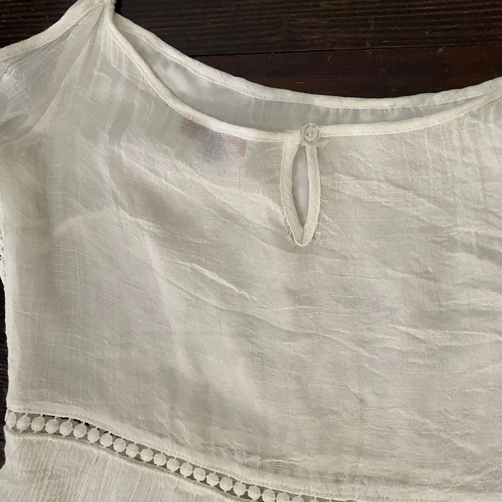 OFF WHITE Vivid Importers of NY prendisole donna bianco all'uncinetto e garza taglia M spalle scoperte