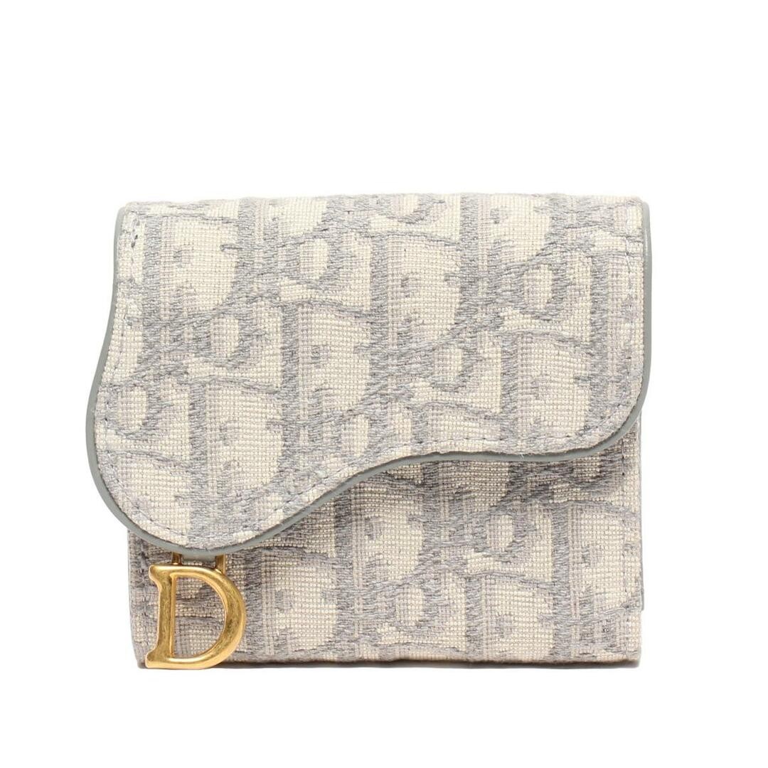 Dior Christian Trifold Wallet Lotus Ladies' Damage Details Stain on Face Back 5