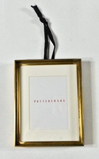 Pottery Barn Stowe Brass Picture Photo Frame Christmas Tree Ornament 4.5" NEW
