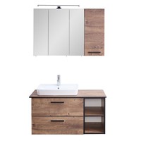 BadmöBel Set Waschplatz Spiegelschrank Waschtisch Keramikwaschbecken Eiche