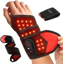 660nm 850nm Red Light Therapy Wrist Massager Brace Heating Vibration Pain Relief