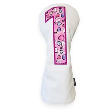 Bright Golf Headcovers 460 CC Driver Head Cover, Numbered Pink Hearts...