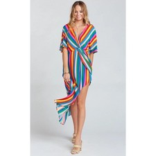 Show Me Your Mumu Get Twisted Rainbow Tulum Stripe Maxi Dress Multi Size Small