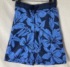 Old Navy Boys Swim Trunks Size L 10-12 Mesh Lining blue hawaian