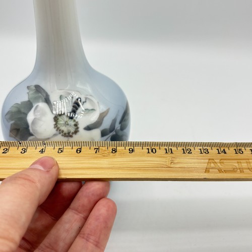 Vintage Royal Copenhagen Denmark Porcelain Blue Bee & Flower Vase No. 1659 43B - Picture 10 of 10