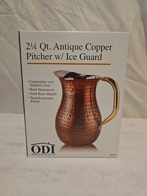Old Dutch International 2.25 Qt Antique Copper Pitcher with Ice Guard