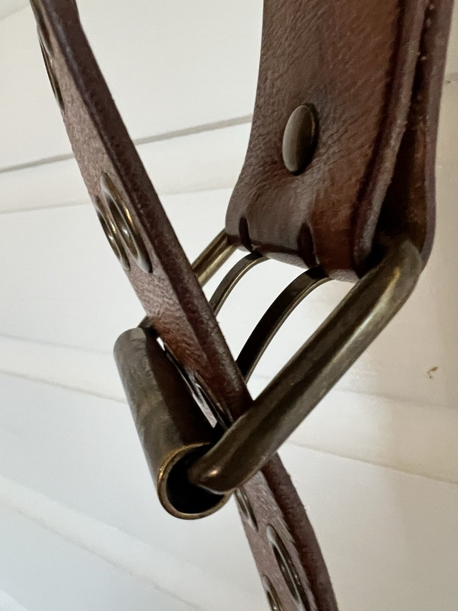 FRYE Brown Leather Double Grommet Belt – Brass Buckle – Made  display picture 1