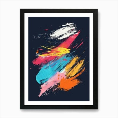 Abstrakte Pinselstriche 1 Kunstdruck gerahmt Wandbild Poster Leinwanddruck Bild