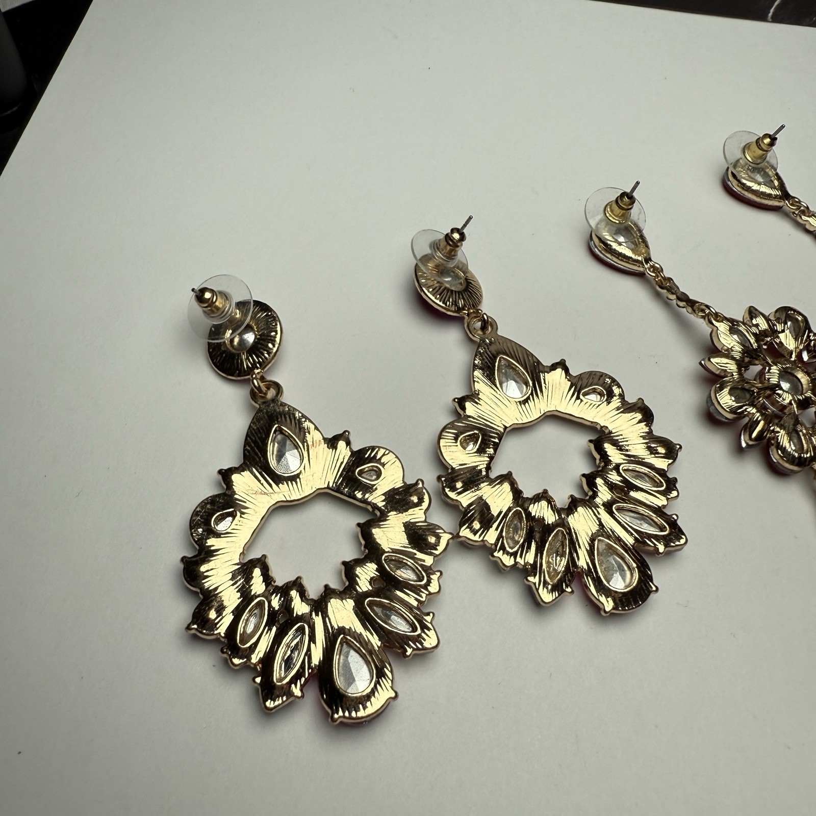 Statement Rhinestone Dangle Drop Pierced Earrings… - image 17