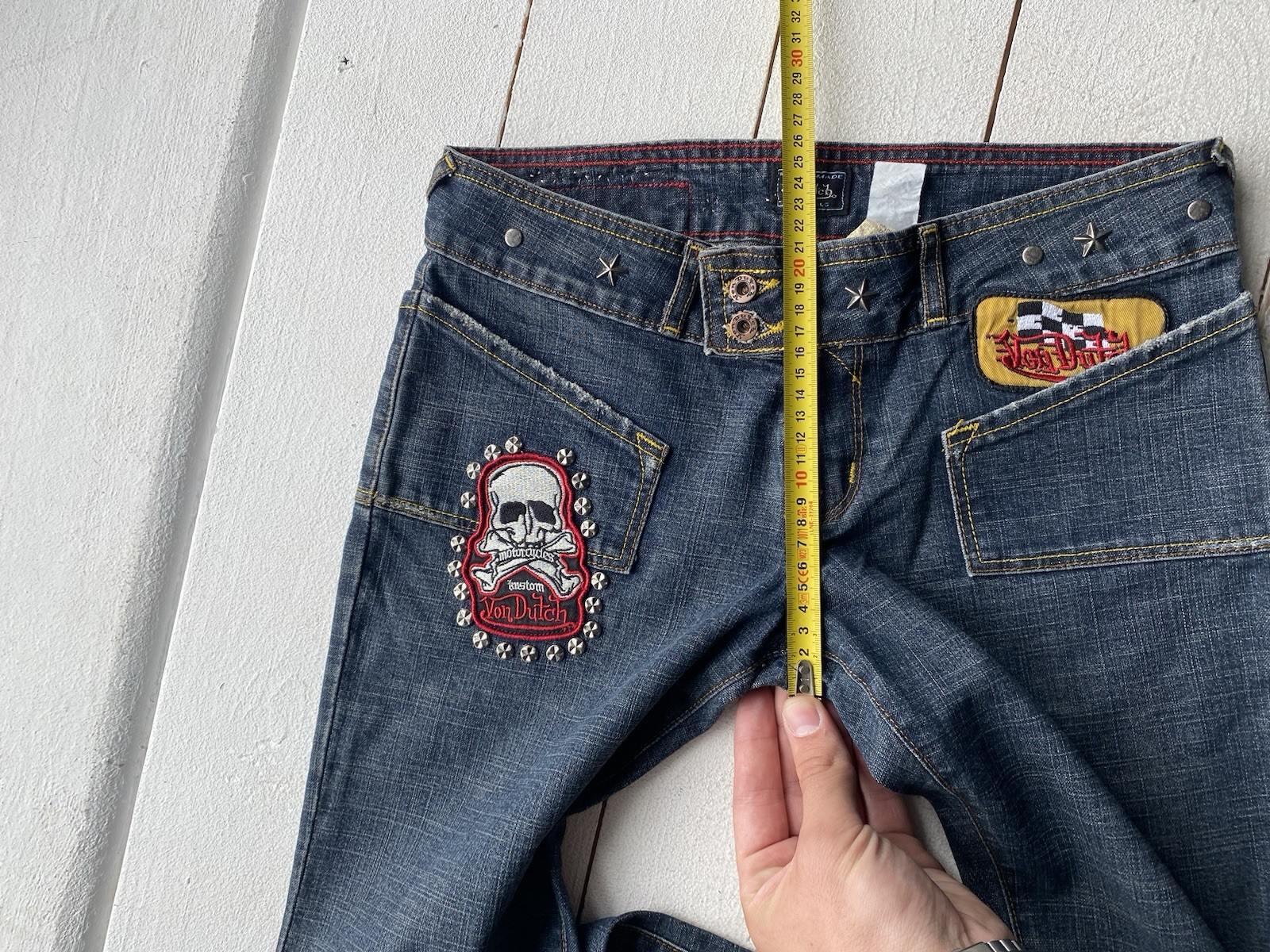 🔥VON DUTCH PATCHWORK FLARED BOOTCUT BLUE GOTHIC … - image 23