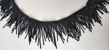Luxury Black Beaded Fringe Trim – 10 Yards, 3.25” Width, Handcrafted Couture