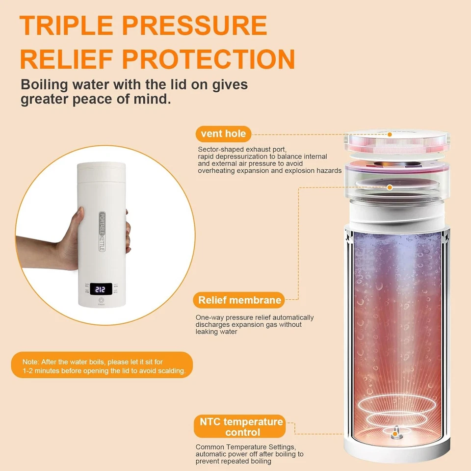 500ML Travel Electric Kettle Portable Kettle Fast Boiling Water Auto Shut-Off - Image 4 of 4