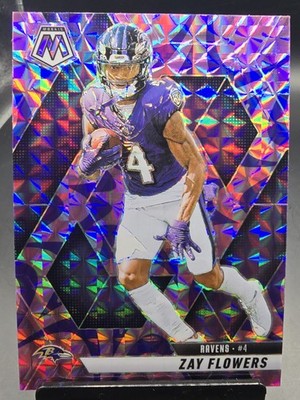 2025 Panini Mosaic #126 Zay Flowers Mosaic Reactive Purple Prizm