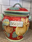 FATTO E DIPINTO A MANO Ceramic Biscotti Jar Hand painted in Italy 10"X9” NWT — photo 1