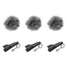 Microphone Cover Furry Windscreen for 0.5-1.2mm Microphone 1 Set, Black, White
