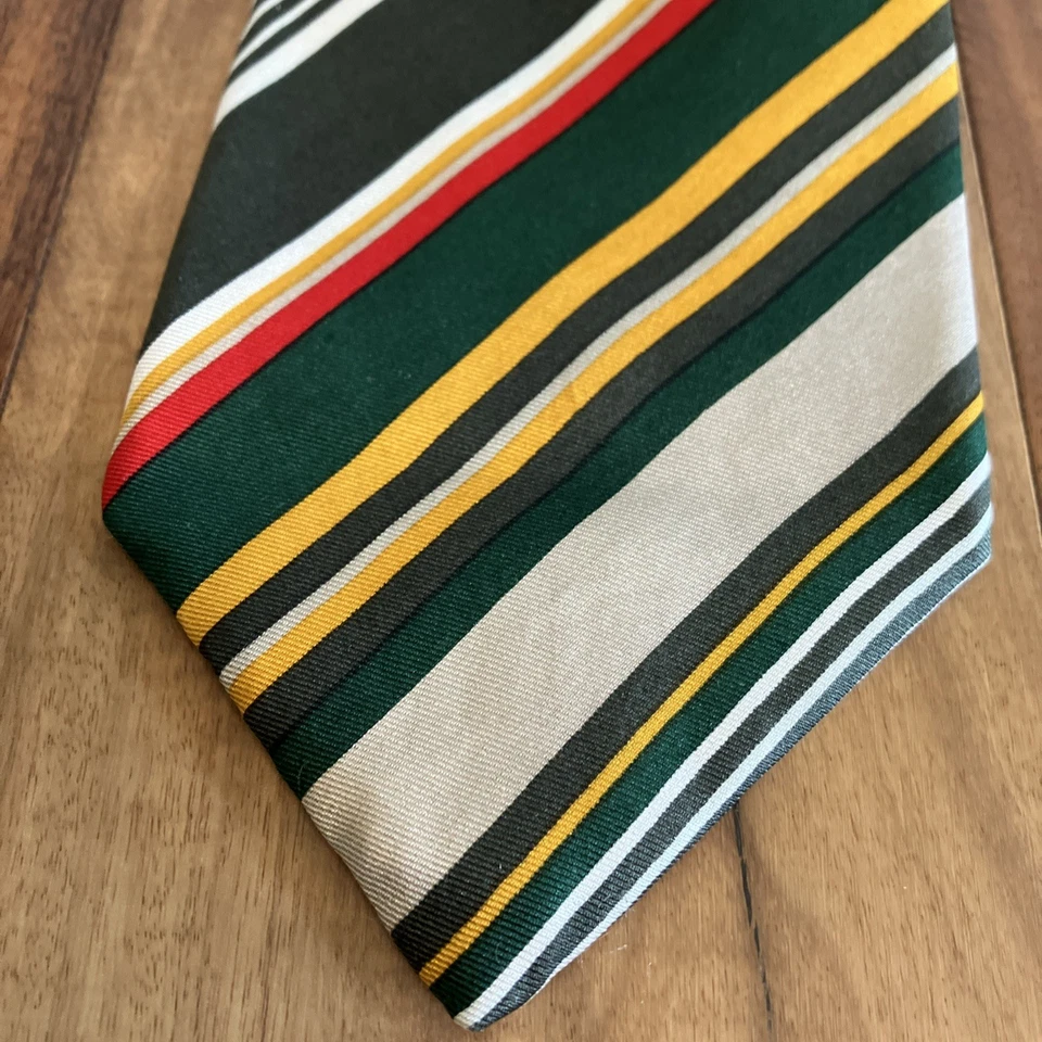 Corbata ecuestre vintage verde brillante blanco amarillo rojo a rayas corbata de caballo Foto 2 de 4