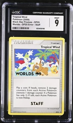 CGC 9 ERROR Tropical Wind 2009 STAFF DP25 Promo Pokemon MINT