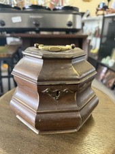Vintage Colonial Williamsburg Octagon Wood Tea Caddy ( Missing the Key )