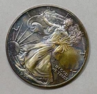 1995 American Silver Eagle 1 Ounce Toned Blue Yellow Purple