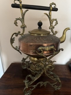 Art Nouveau Antique arts and crafts / Spirit Kettle & Stand Copper / Brass