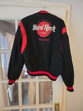Hard Rock Cafe CHICAGO VTG 80s 90s Varsity Cloth/Cotton Jacket Red Black Mens XL