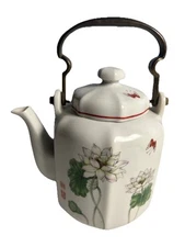 Original Lotus The Tuscany Collection Porcelain Large 6 Cups 48Oz Teapot Japan