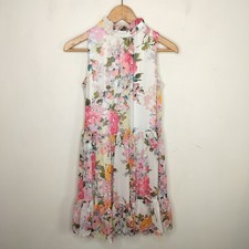 Bleecker 126 Floral Dress Women's Small High Neck Tiered Chiffon Sleeveless