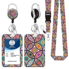 Retractable Badge Reel with Lanyard ID Holder Vertical