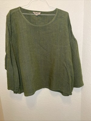 FLAX Women s Sz 1G (1X) 3/4 Sleeve Linen Lagenlook Top