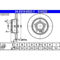 Bremsscheibe ATE Powerdisc 24.0310-0223.1, 1 StüCk