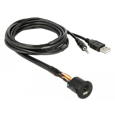 Delock Kabel USB Typ-A + 3,5 mm Klinke > Einbaubuchse USB Typ-A Buchse 1,5 m