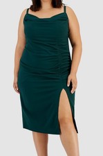 Emerald Sundae Women Green Draped Midi Dress Plus Size: 22