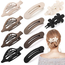 10 Pcs French Flat Hair Clips for Women - 3 Styles Non-Slip Flat Claw Clips Matt
