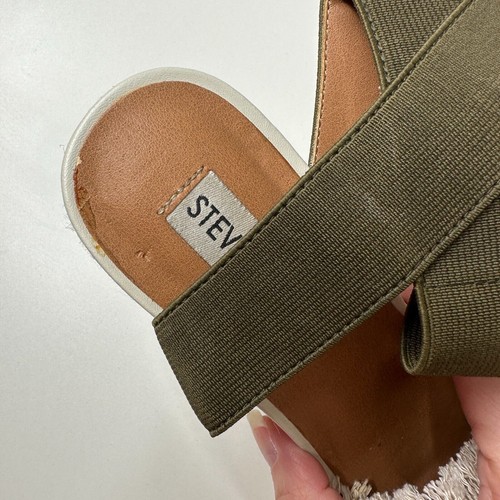 Steve Madden Venus Wedge Beige Fringed Canvas Green Ankle Espadrille Wedges 5.5 - Picture 15 of 16