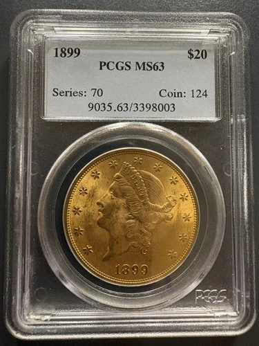 1899 Liberty Head Double Eagle Gold $20 Coin MS 63 PCGS Certified