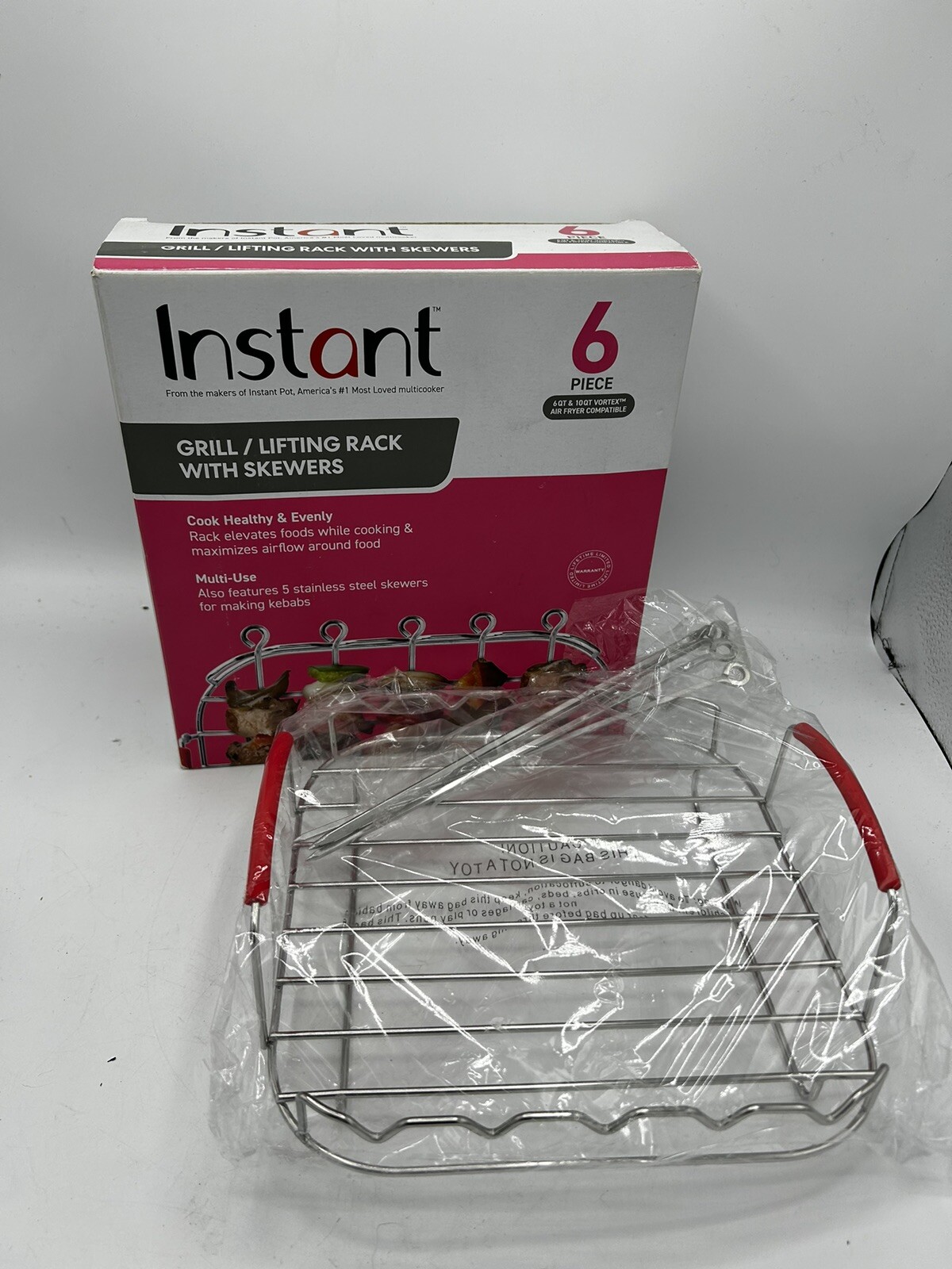 Instant Pot 5271735 Silver Stainless Steel Grill/Lifting Rack with Skewers-image