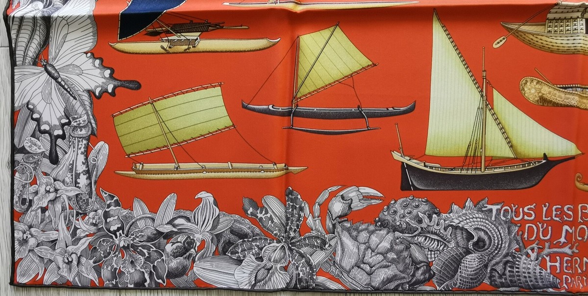 HERMES Tous Bateaux du Monde SILK SCARF Honore Sailing Boat HERMES Tous Bateaux du Monde SILK SCARF Honore Sailing Boat