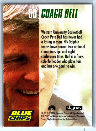 1994 Skybox - Blue Chips - Coach Bell #50 - Picture 2 of 2